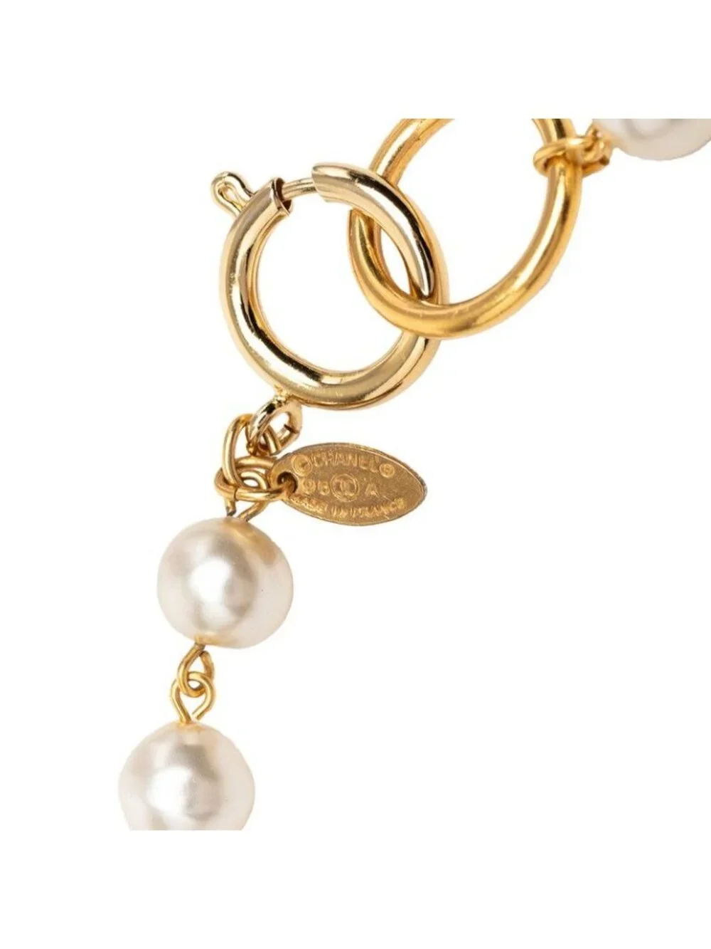 Chanel Vintage Necklace Gold Plated Faux Pearl